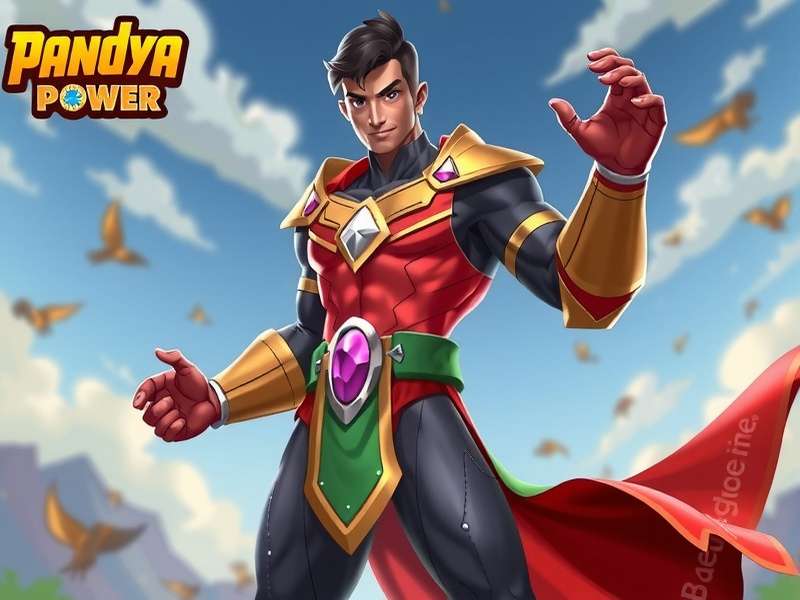Pandya Power game hero character with Indian superhero costume